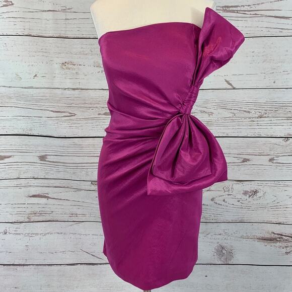 Poetry Clothing raspberry with bow strapless - Picture 1 of 7
